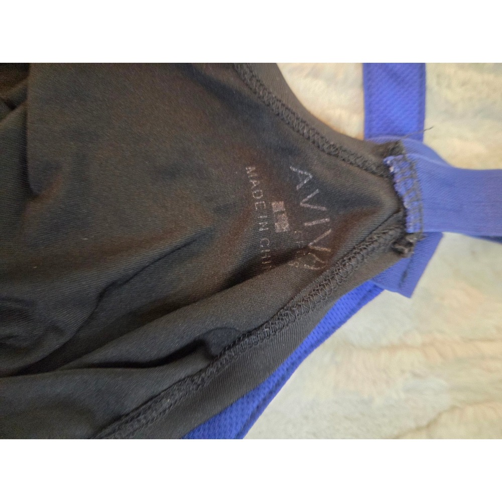 Aviva Womens Activewear Tank Top Black Blue T-Back Racerback Yoga Gym Medium - Picture 3 of 3